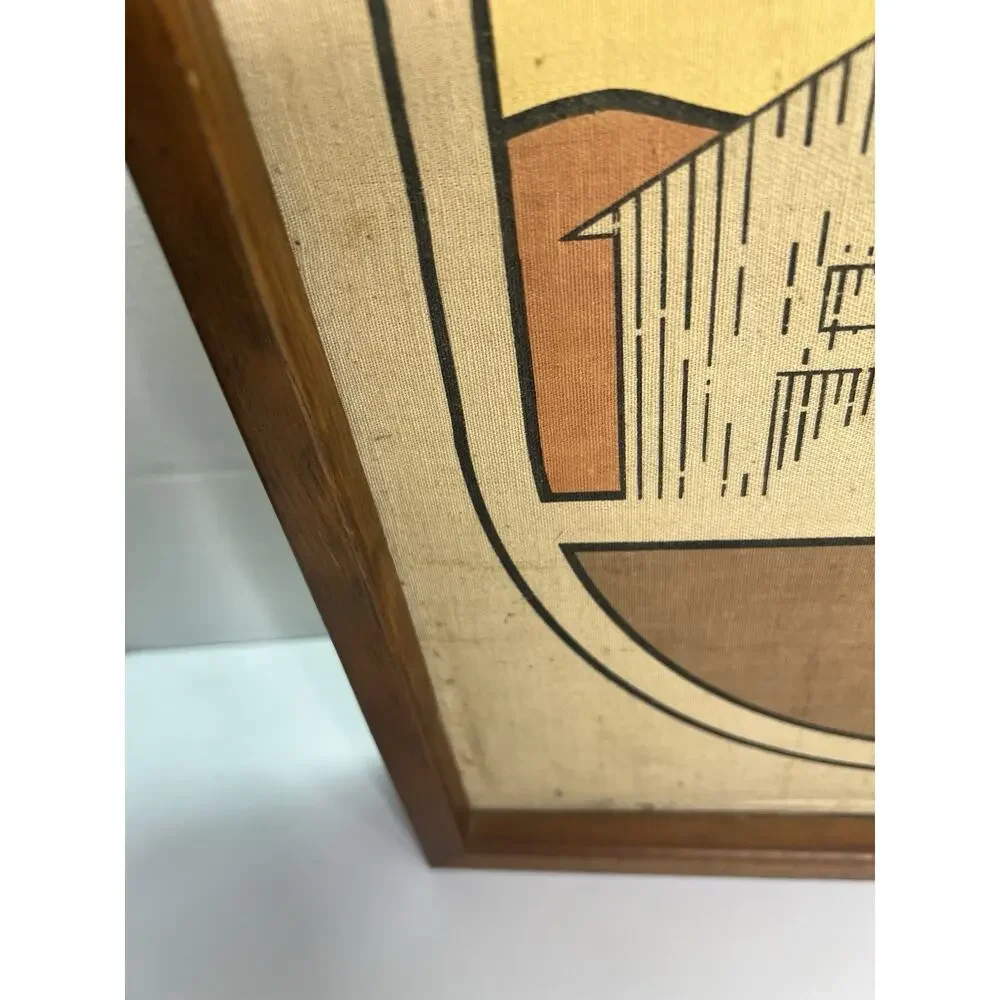 Vintage Mid-Century Modern “Sunset Time” Wall Clock Farm Scene Wood Frame